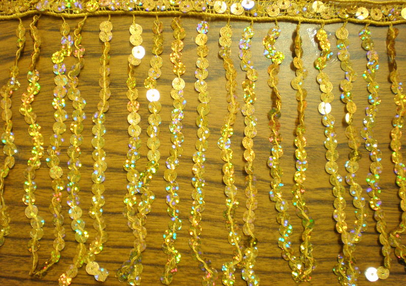 1.Gold 6" Sequins Fringe Trim